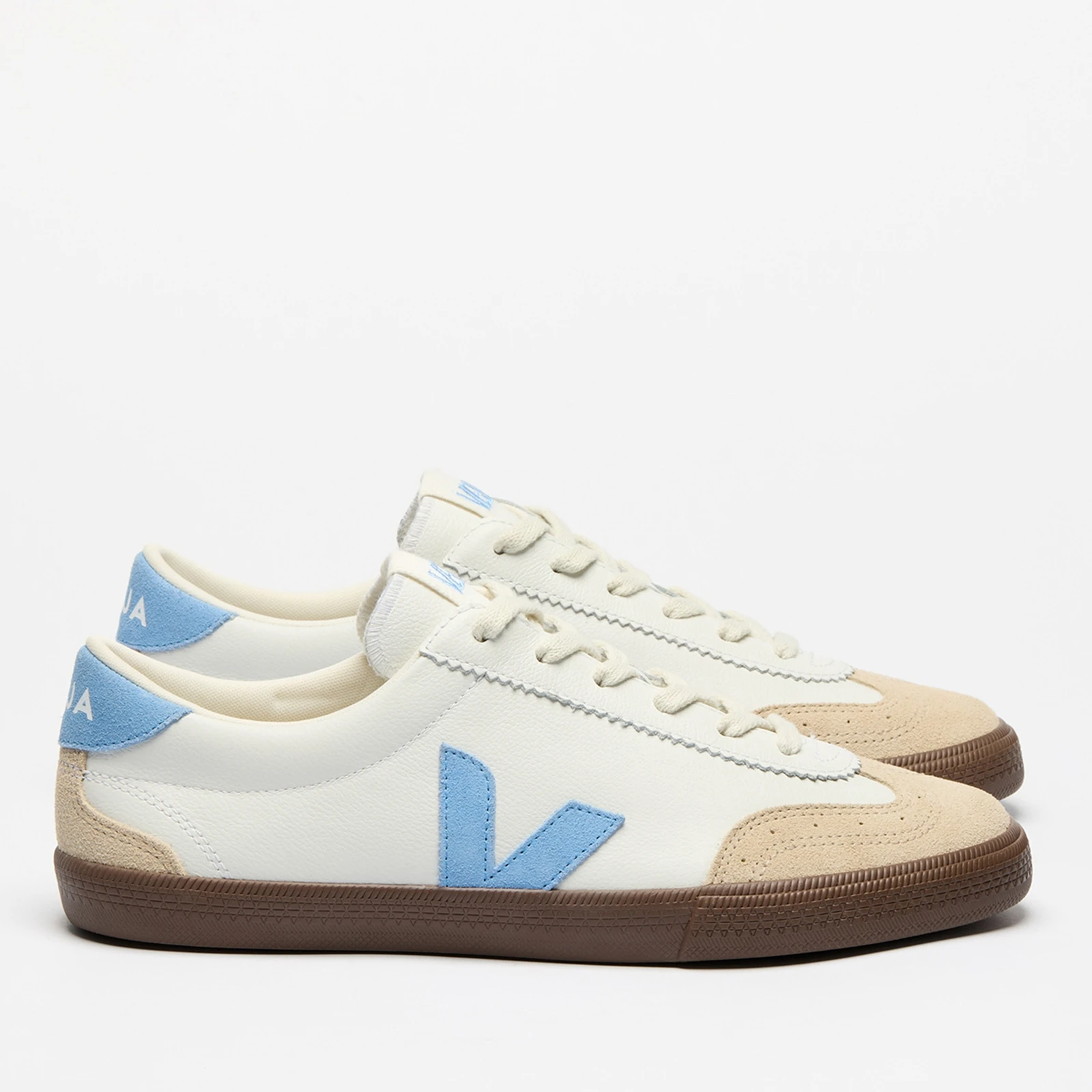 Womens Volley Low Top Leather Trainers - White
