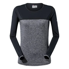 Women's Voyager Long Sleeve Tech Tee Base Layer, Carbon Marl/Jet Black, 16 Women's Voyager Long Sleeve Tech Tee Base Layer, Carbon Marl/Jet Black, 16