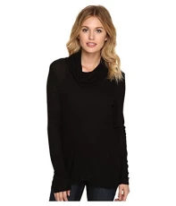 Women's Waffle Knit Longsleeve Cowlneck Top - Black - X-Small Women's Waffle Knit Longsleeve Cowlneck Top - Black - X-Small