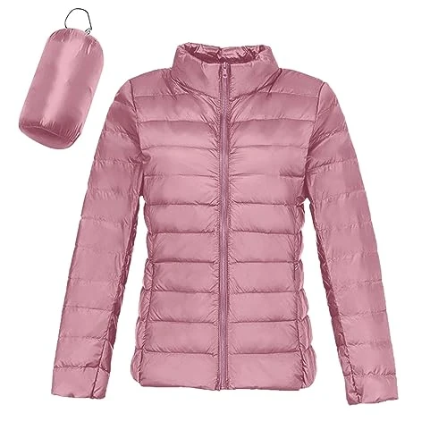 Women's Warm Lightweight Jacket Hooded Windproof Winter Coat with Recycled Insulation Slim Short Win