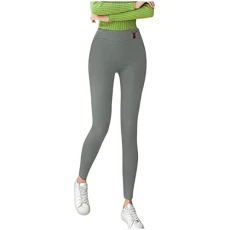 Women's Warm Slim Trousers Autumn and Winter Warm Plush Checked Reindeer Print Thick Tights Opaque Long House Trousers Pyjama Bottoms Stocking Care Trousers, c, S