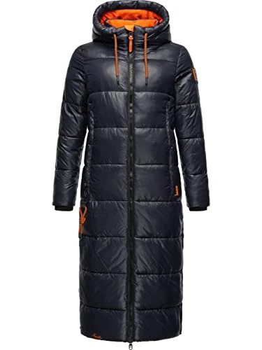 Women's Warm Winter Quilted Coat with Hood Cuddly Angel XS - XXL, navy, M