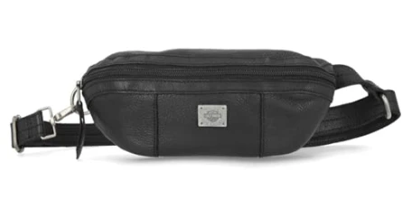 Women's Washed Genuine Leather Hip Bag w/Adjustable Strap, Black, Black, 9" x 4" x 3" Women's Washed Genuine Leather Hip Bag w/Adjustable Strap, Black, Black, 9" x 4" x 3"