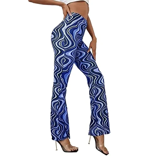 Women's Water Ripple Yoga Leisure Trousers Fitness Yoga Trousers with Buttons High Waist for Tights Outdoor Women's Trousers Long Tight Leggings Fabric Trousers Skinny Sports Trousers