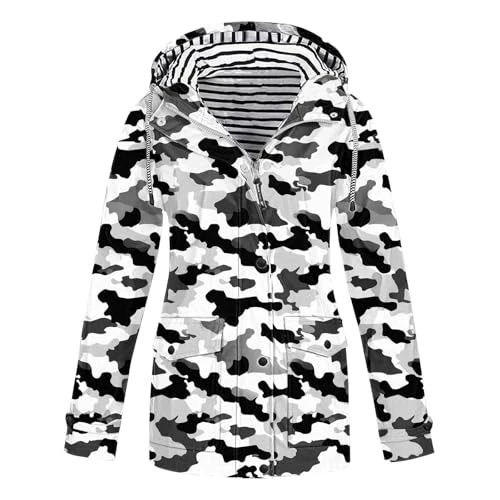 Womens Waterproof Jackets Lightweight Hooded Rain Coats Striped Lined Windbreaker Long Sleeve Zip Up Trench Coat Ladies Raincoats Active Outwear Pockets Large 12-26