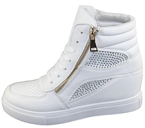 Womens Wedge Trainers Ladies Ankle Boots Sneakers Girl High Top Shoes White Size UK 4 EU 37 US 6