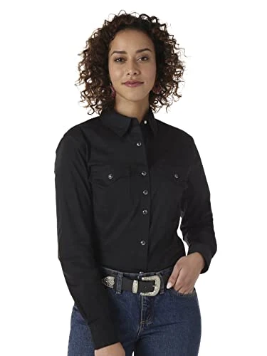 Women's western button down shirts, Black, S UK