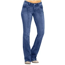 Women's Western Mid Rise Insta Stretch Wash Boot Cut Ultimate Flare Riding Juniors Jeans Pants Plus Size Ladies Wide Leg Palazzo Bell Bottom Boyfriends Denim Pants