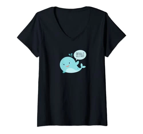 Womens Whale Hello There V-Neck T-Shirt