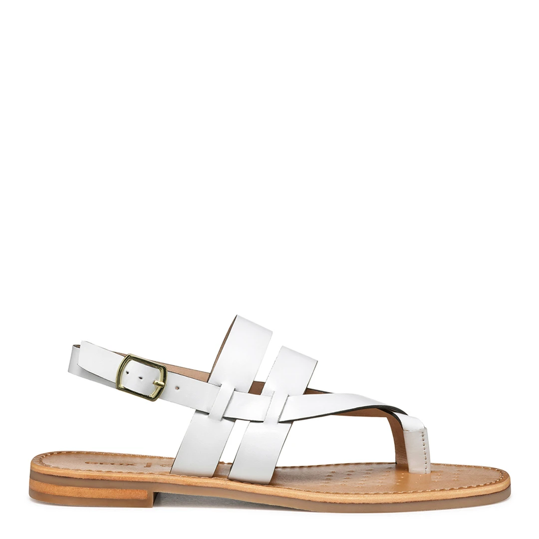 Womens White Leather Maddalusia Sandal