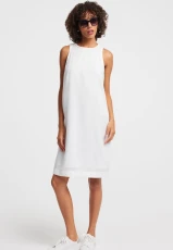 Womens White Linen Blend Shift Dress