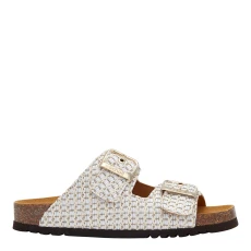 Womens White Noelle Flat Sandals