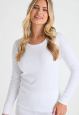Womens White Thermal Ribbed Long Sleeve Top Womens White Thermal Ribbed Long Sleeve Top
