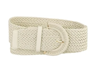 Womens Wide Woven Waist Belts Braided Belts for Dress Chunky Buckle White 60-90cm/23.62-35.43"