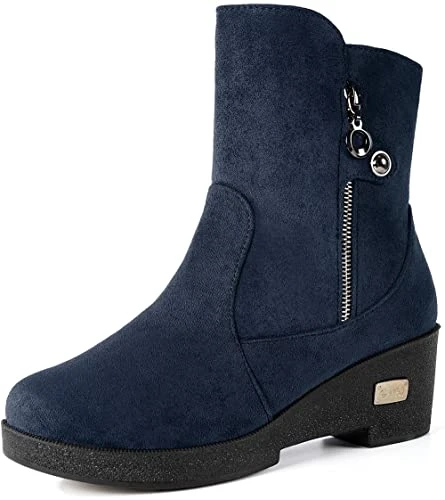 Women's Winter Boots Snow Boots Winter Shoes Suede Ankle Boots Slip On Boots Warm Lined with Wedge H