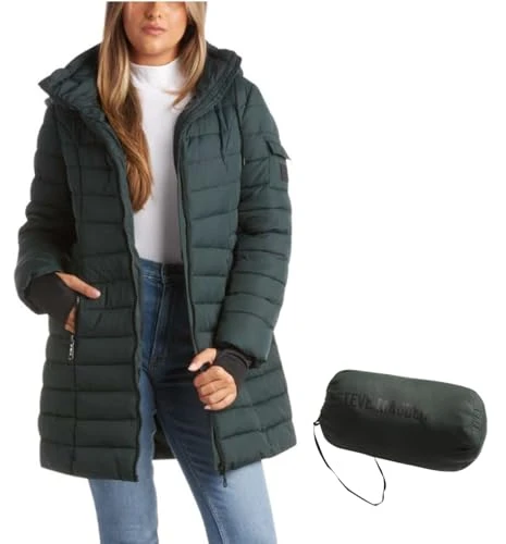 Women's Winter Coat - Packable Long Length Quilted Puffer Parka Coat - Hooded Outerwear Jacket for W