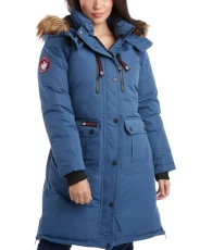 New Trending Women's Winter Coat - Women's Parka and Long Winter Jackets for Women with Removable Faux-Fur Hood (S-3X), Shady Blue/Natural, Large