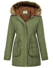 Women's Winter Coats Fleece Parkas Anoraks Hooded Military Jacket Coats M Black, Army Green, XXL