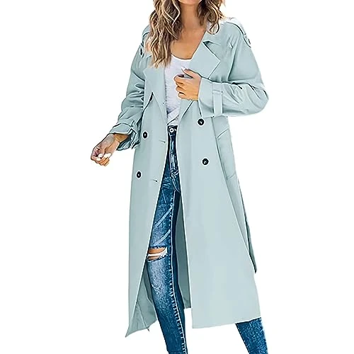 Womens Winter Coats Long Double Breasted Fall Fashion 2023 Classic Lapel Slim Overcoat Outerwear With Belt A New Day Jacket