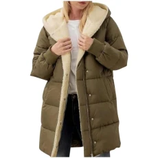 Womens Winter Coats Sherpa Lined Hooded Cotton Coat Casual Fleece Lined Outerwear Thick Warm Winter Jackets Ladies Padded Puffer Coat Army GreenXXXL3X-Large