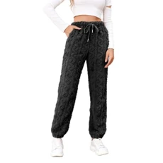 Women's Winter Elegant Pyjama Bottoms Fleece Outdoor Women's Trousers Fleece Trousers Winter Trousers Stretch Outdoor Trousers Pyjamas Long Cotton Warm Baggy Comfortable with Drawstring