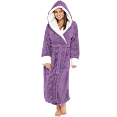 Women's Winter Fleece Dressing Gown Plus Size Soft Pyjamas Comfortable Solid Color Bathrobe Elegant Plush Bathrobe for Home Women Lightweight Long Bathrobes Also As Dressing Gown, PP2, 4XL
