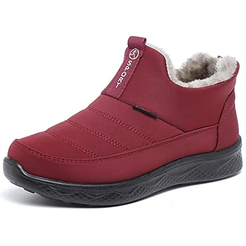 Women's Winter Fur Lined Warm Boots, Ladies Outdoor Sports Faux Fur Lining Snow Boots Womens Waterproof Casual Warm Shoes Winter Outdoor Warm Ankle Booties