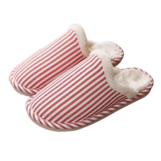 Women's Winter Furry Slippers – Comfortable Flat Shoes Lightweight Unisex Soft Shoes Slippers Women's Warm Shoes Elegant Slippers Pair, red, 8 UK