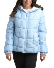 Women's Winter Jacket - Heavyweight Quilted Puffer Parka Coat - Sherpa Lined Ski Jacket for Women (S-XL), Soft Blue, Medium