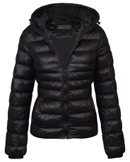 Womens Winter Jacket Ladies Padded Quilted Coat Glossy Puffer Hooded Warm Jackets