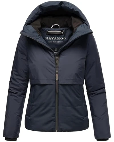 Women's Winter Jacket Warm Quilted Jacket with Fleece Lining and Hood Love Chicks XIV XS-XXL, navy, M