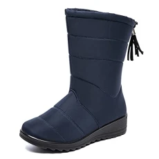 Womens Winter Mid Calf Snow Boots, Women's Outdoor Casual Mid Calf Boot Warm Fur Lined Booties Ladies Non Slip Waterproof Thermal Mid Tops Boots for Winter Outdoor Activities