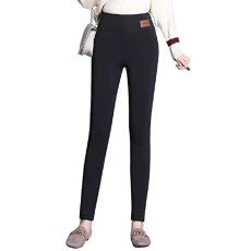 Women's Winter Sherpa Fleece Lined Leggings High Waist Thick Stretch Warm Jeggings (UK 4, Black)