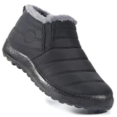 Womens Winter Snow Boots, Ladies Fur Lining Winter Warm Shoes Comfy Flats Waterproof Non-Slip Ankle Short Boots Slip On Low Heel Casual Booties Women Outdoor Walking Sport Thermal Flat Shoes