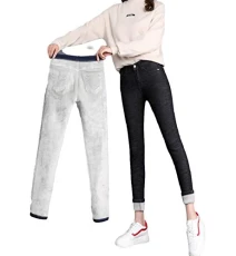 Women's Winter Stretch Fleece Lined Jeans High Rise Thick Skinny Warm Jeggings (UK 10, Black)