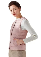 Women's Winter Ultralight Collarless Puffer Down Short Vest Waistcoat Pink 8