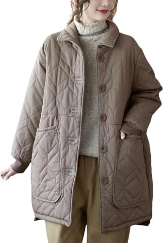 Women's Winter Warm Midi Long Quilted Jacket Oversized Puffer Jacket Winter Coat