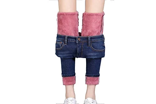 Women's Winter Warm Thick Slim Fit Fleece Lined Skinny Stretch Jeans (Blue 1, UK 6)