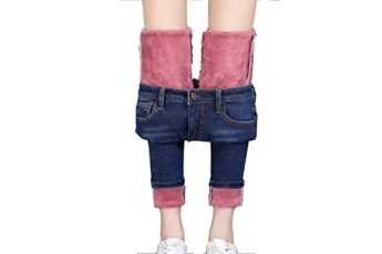 Women's Winter Warm Thick Slim Fit Fleece Lined Skinny Stretch Jeans (Blue 1, UK 6)