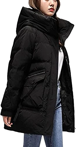 Women's Winter Warm Utility Long Down Puffer Coat Loose Hooded Puffer Jacket