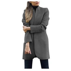 Women's Winter Windbreaker Wind Jacket Casual Coat Solid Sleeve Front Jacket Women's Coat Women Long