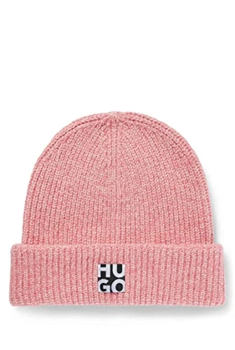 Womens Women-X 692 Knitted Beanie hat with Stacked Logo Pink