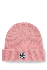 Womens Women-X 692 Knitted Beanie hat with Stacked Logo Pink