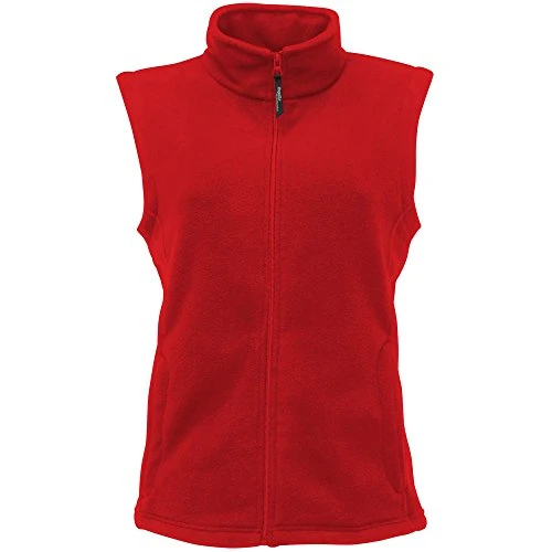 Women's  Women'S Micro Fleece Bodywarmer Regular Fit Plain Turtleneck Sleeveless Gilet, Red (Classic Red), 14