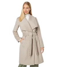 Women's Wool Belted Wrap Coat, Bone, 18