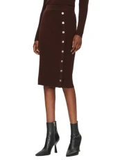 Women's Wool Ribbed Skirt, brown, M Women's Wool Ribbed Skirt, brown, M