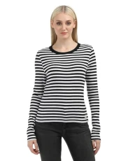 Women's WOVEN LABEL RIB LONG SLEEVE J20J224454, Black (CK Black / Bright White Stripe), XXS Women's WOVEN LABEL RIB LONG SLEEVE J20J224454, Black (CK Black / Bright White Stripe), XXS