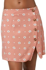 Women's Woven Mini Skirt - red - Large