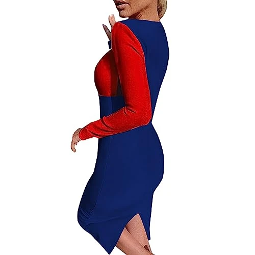 Womens Wrap Dress Long Sleeve Plus Size Long Sleeve Plus Size Dress Sweater Women Christmas Jumpers for Women for Mum Womens Winter Dresses Knit Dress Sale Clearance