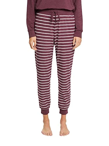 Women's Y/D Stripe Cotton Sus Single Pant Pajama Bottom, Bordeaux Red 3, UK 8